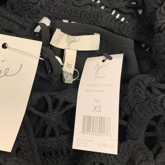 Joie Jordie Lace Dress Womens XS Extra Small Black Lace Bodice Attach Silk Slip - Picture 11 of 16